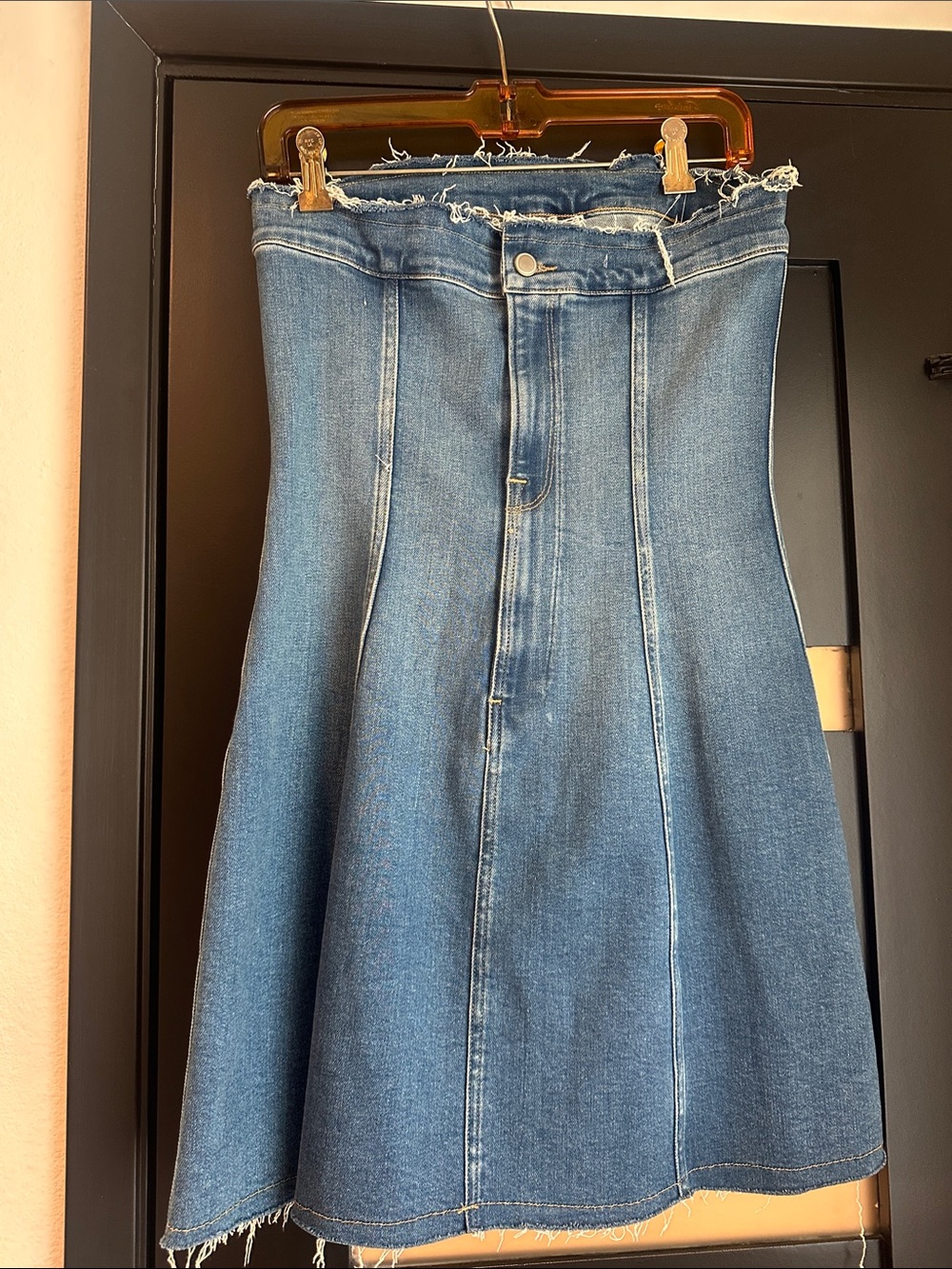 Good American Strapless Denim Tube Dress in Light Blue - Picture 3 of 5